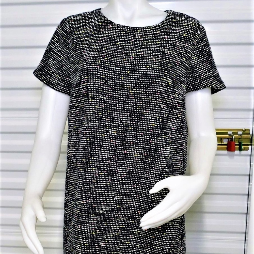 Loft Multicolor Puff Sleeve Fit Fare Dress sz 10